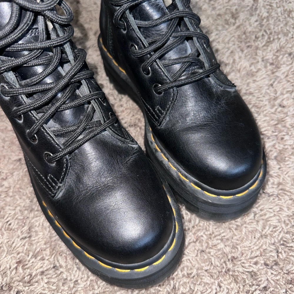 Dr. Marten Women’s Black Leather Fur Lined Winter Boots Jadon Platform - Picture 14 of 14